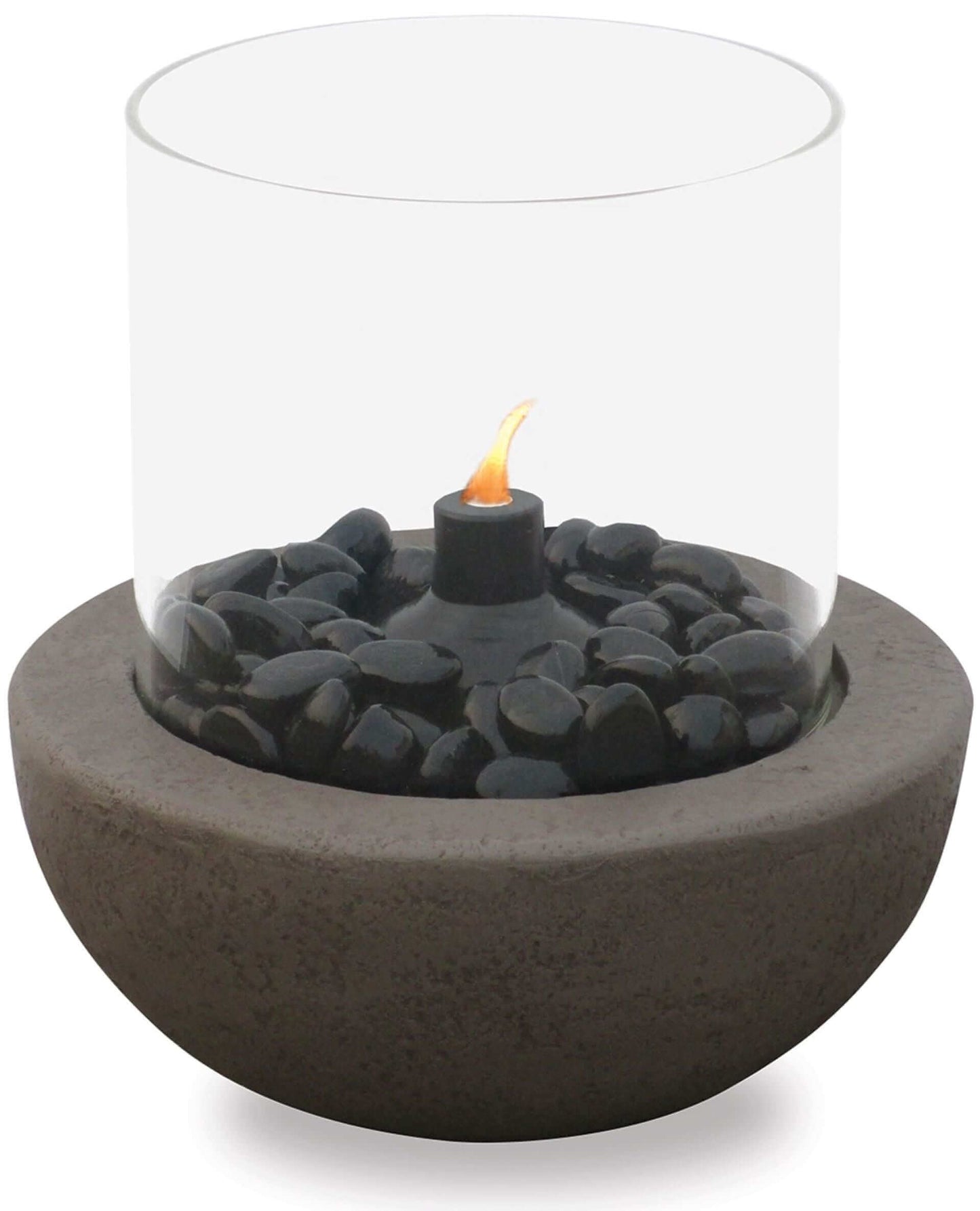 10.5-inch tabletop fire bowl with citronella canister, perfect for outdoor ambiance and insect deterrence.