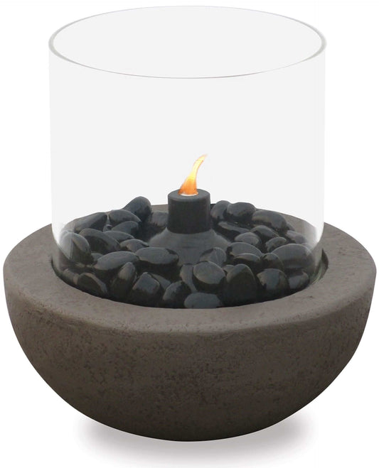 10.5-inch tabletop fire bowl with citronella canister, perfect for outdoor ambiance and insect deterrence.