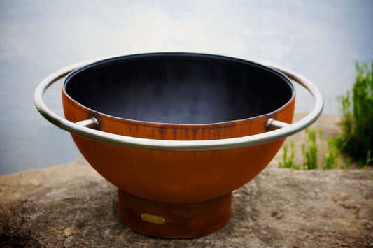 The Bella Luna Fire Bowl Displayed on the lake side shore.
