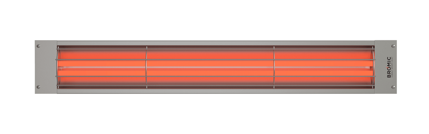 Infrared heater with glowing orange elements on a white background