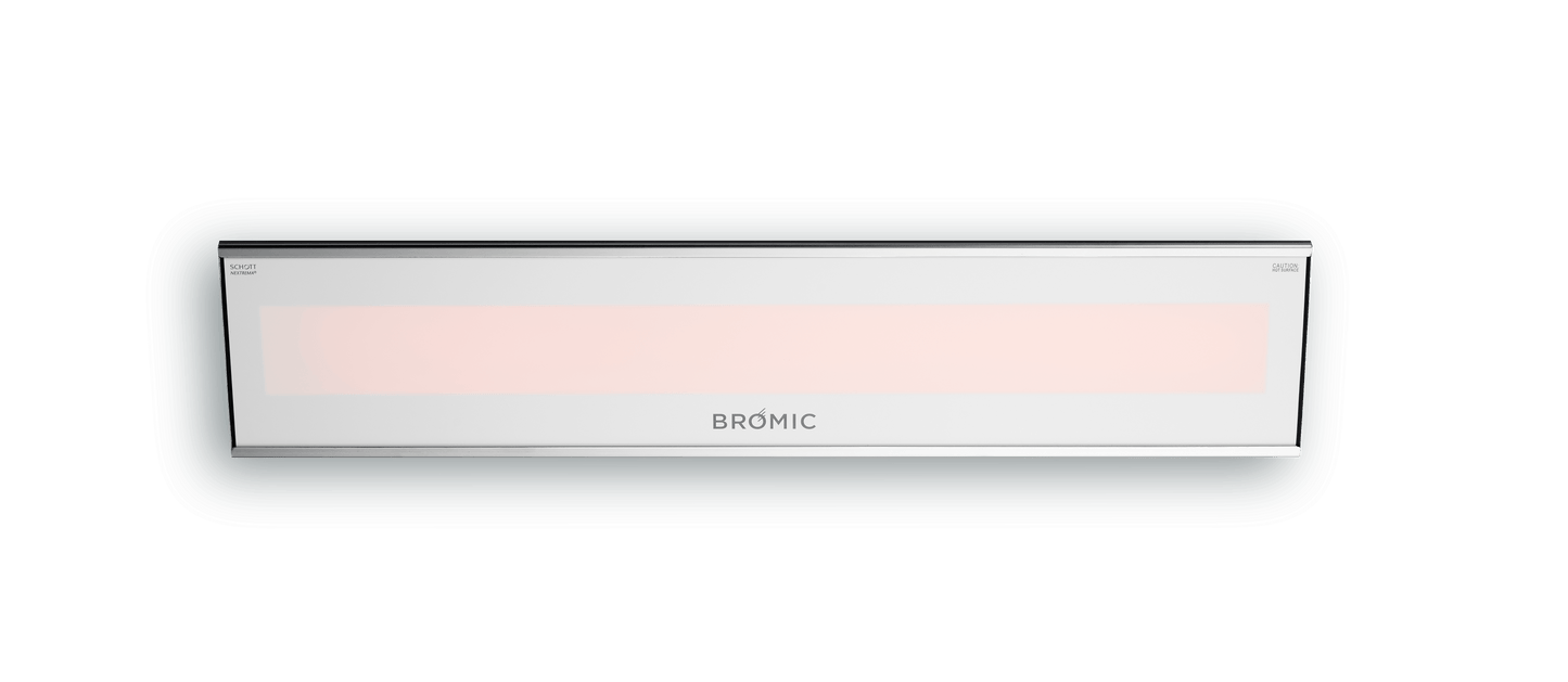 White Bromic Platinum electric patio heater on white background