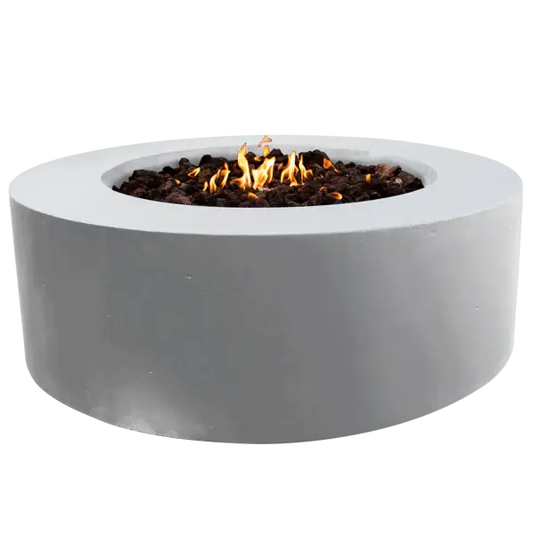 The Coliseo Concrete Cylinder Fire Pit 01 in the Marble White Color option, displayed in front of a white background.