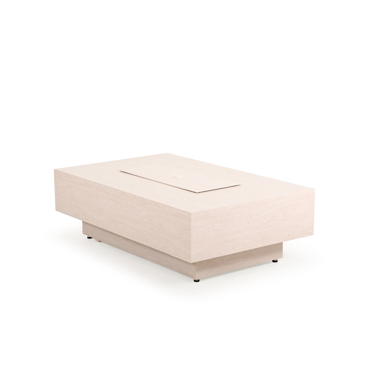 The Stunning Hilo Outdoor 36" x 58" Rectangular Faux Wood Fire Pit, displayed on a white background.