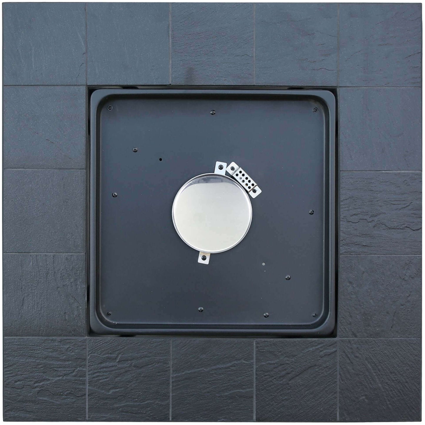 The LP Gas Outdoor Fire Table W/ Stamped Tile Design, displayed in a top down view, on a white background.