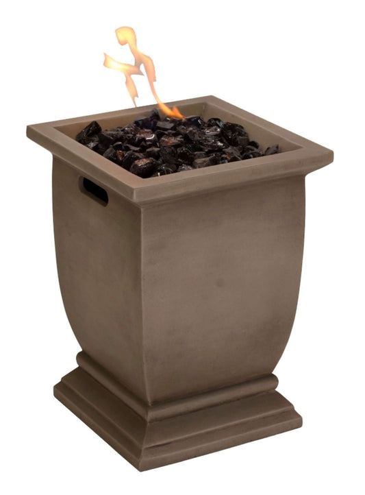The 15 X 11 inch MGO Gas Outdoor Fire displayed with a warm flame on a white background.