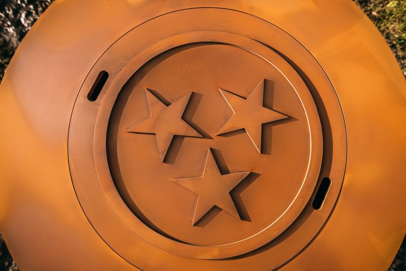 The stunning Magnum Fire Pit, Displayed from a top down view, showing the amazing 3 star design.