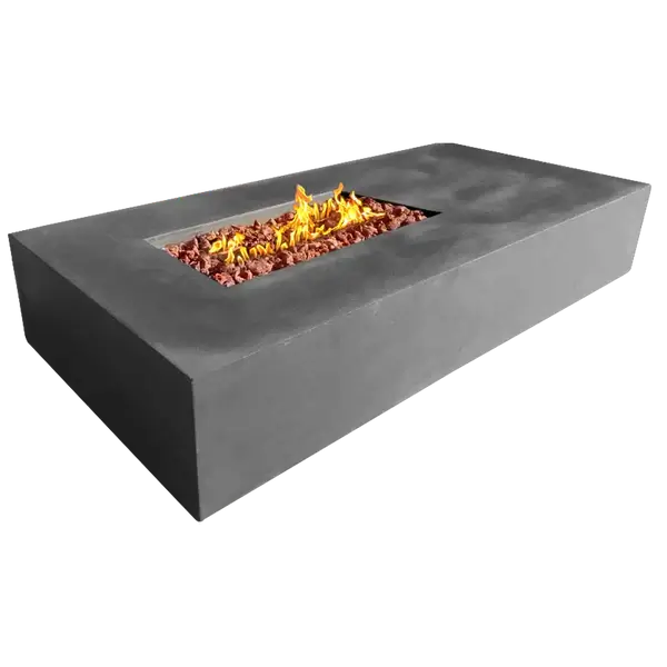 The Manhattan Concrete Rectangular Fire Pit 02, displayed in the Graphite Color option, on a white background.