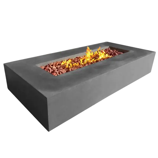 The Elegant Manhattan Concrete Rectangular Fire Pit 03, displayed in the Graphite color option on a white background.
