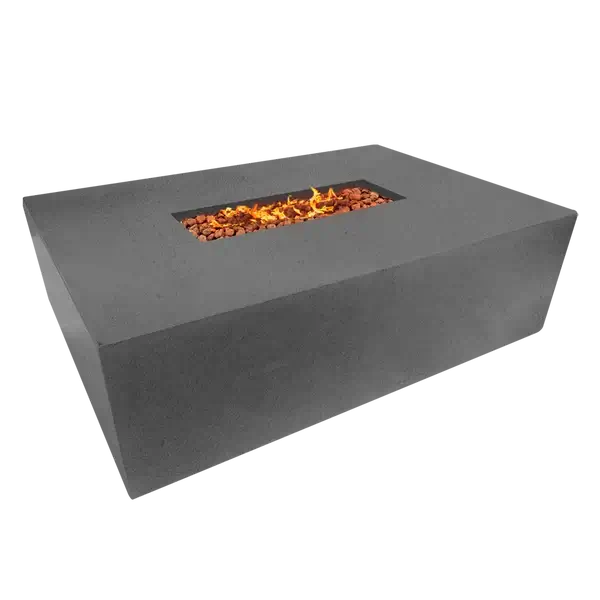 The Stunning Manhattan Concrete Rectangular Fire Pit 04, displayed in the Graphite color option on a white background.