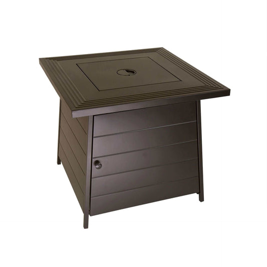 The Anderson, LP 28" Gas Steel Mantel Fire Pit, displayed on a white background with the lid on.