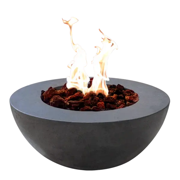 The Beautiful Venecia Concrete Fire Bowl 05, Displayed in the Graphite color option on a white background.