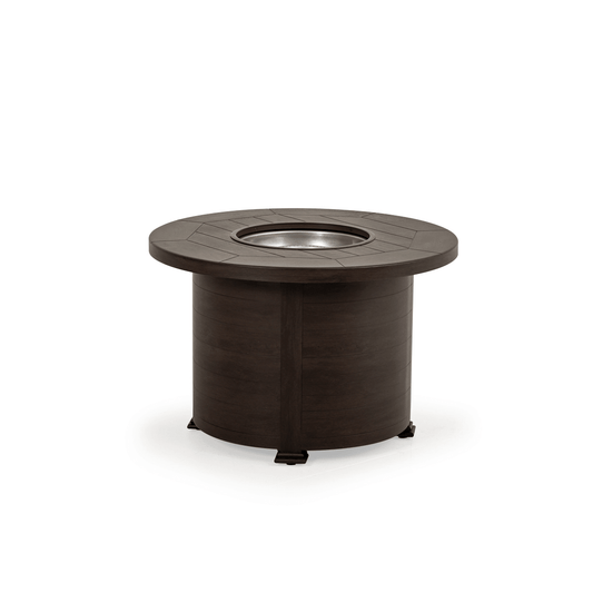 The Black Walnut, Haven 36" Round Aluminum Fire Pit. Displaying its beautiful round design, on a white background