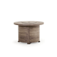 The Grey Birch, Haven 36" Round Aluminum Fire Pit. Displaying its beautiful round design and stylish Lid, on a white background