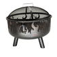 The Black Wood burning fire pit with a Beautiful Flame Design, displayed on a white background.