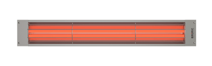 Infrared heater with glowing orange elements on a white background