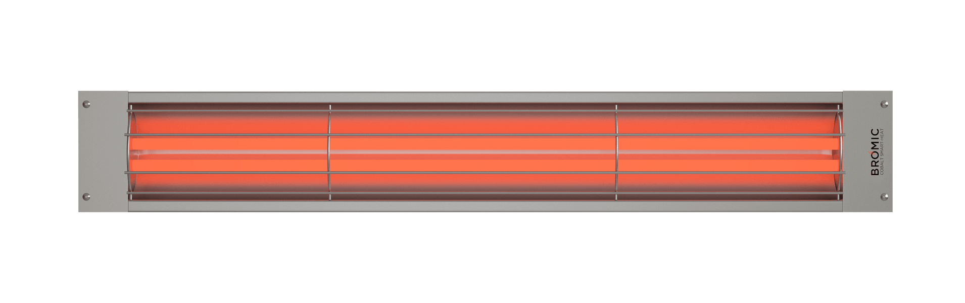 Infrared heater with glowing orange elements on a white background