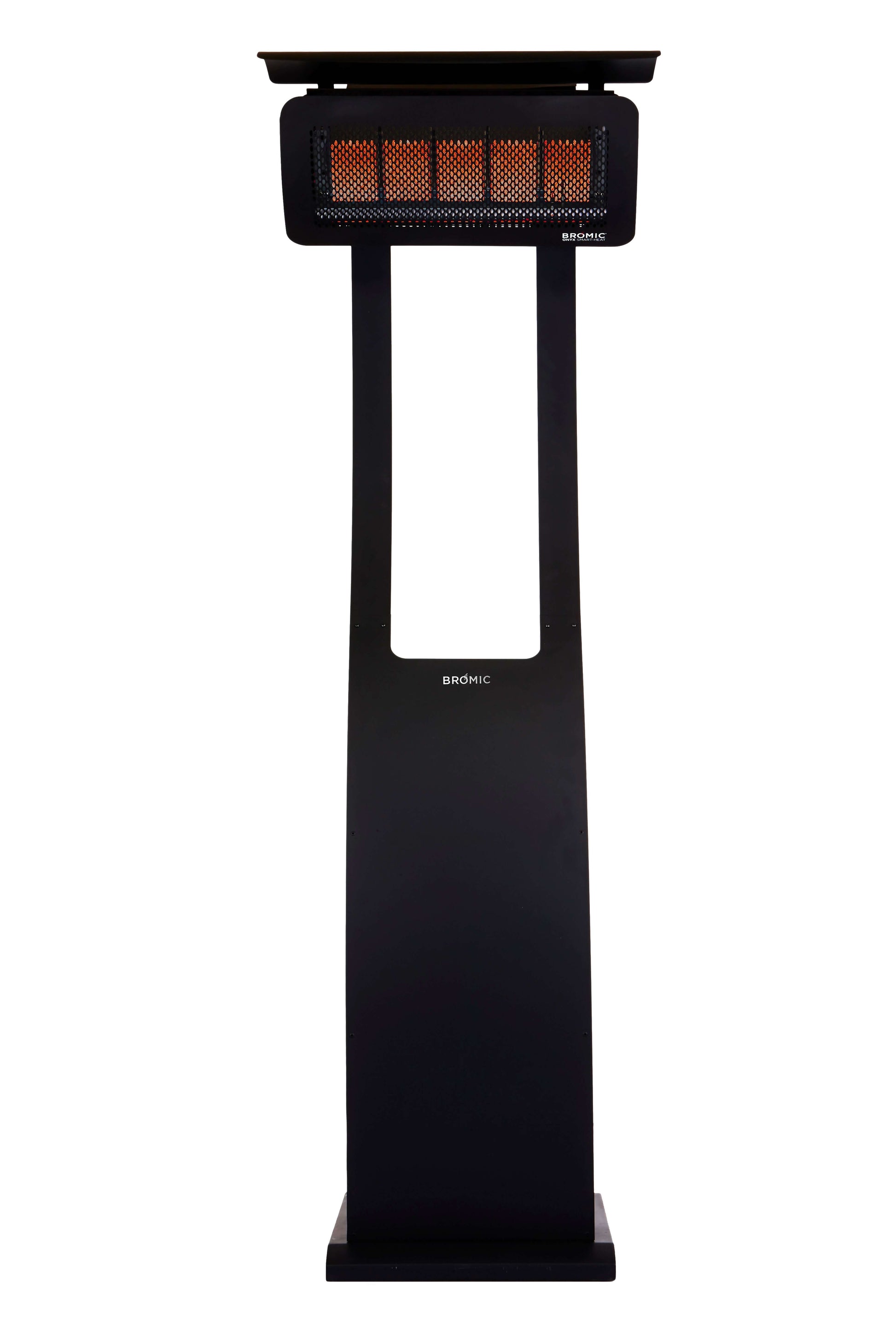 Black outdoor patio heater on a white background