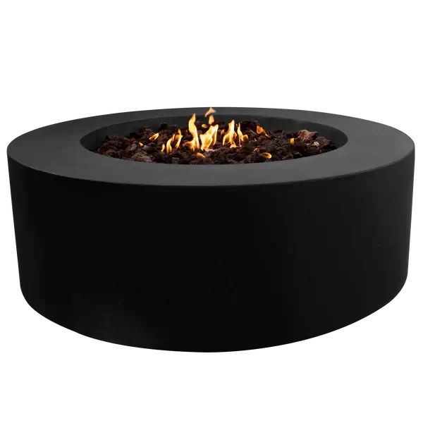 The Coliseo Concrete Cylinder Fire Pit 01 in the Noir Color option, displayed in front of a white background.