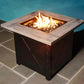 The Mason, 30" Square Gas Outdoor Fire Pit with Printed Wood Lat look Cement Resin Mantel