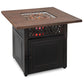 The Donovan, Dual Heat LP Gas Outdoor Fire Pit/Patio Heater with Wood Look Resin Mantel