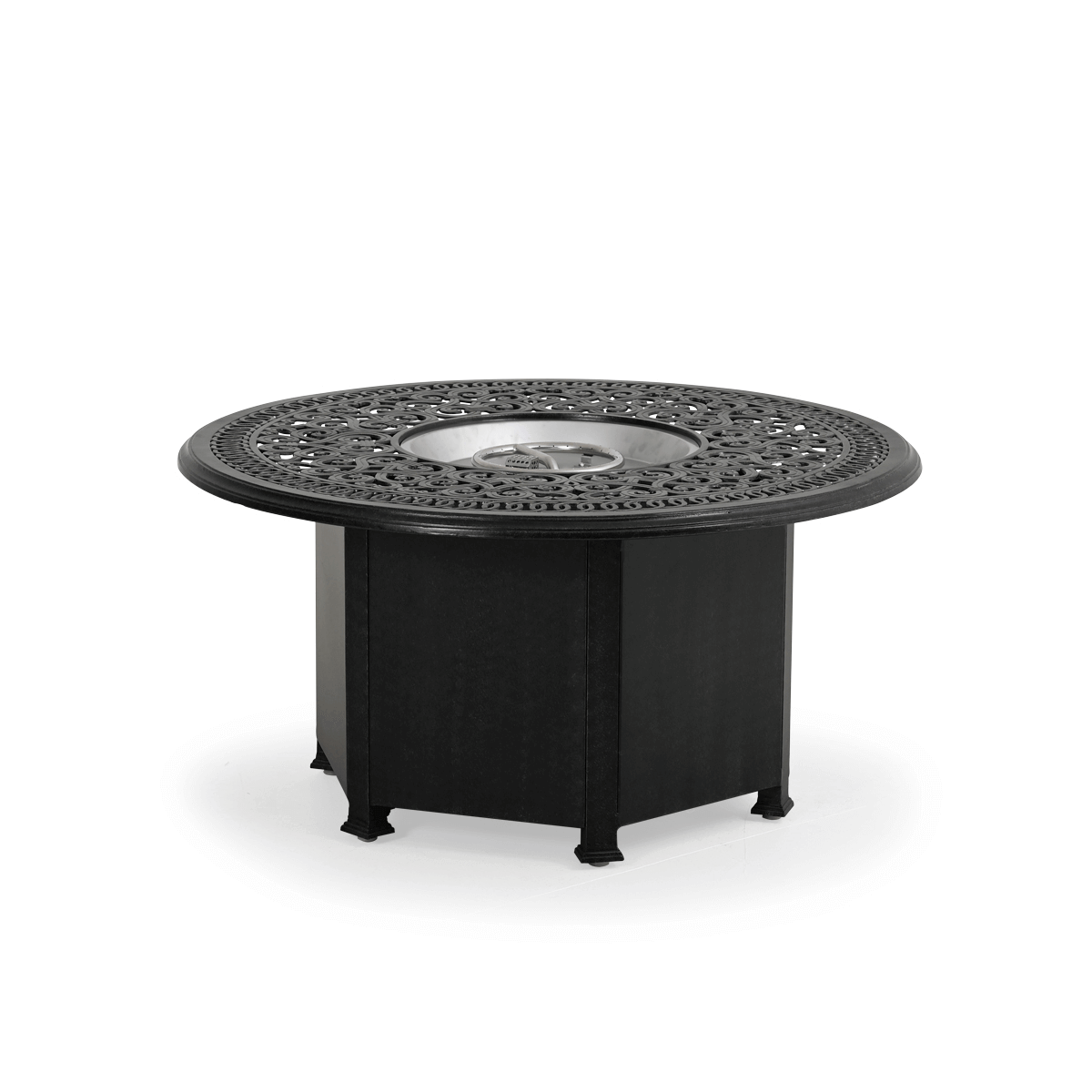  The Hampton Outdoor Aluminum 48" Round Fire Pit, Displayed with the lid off, on a white background