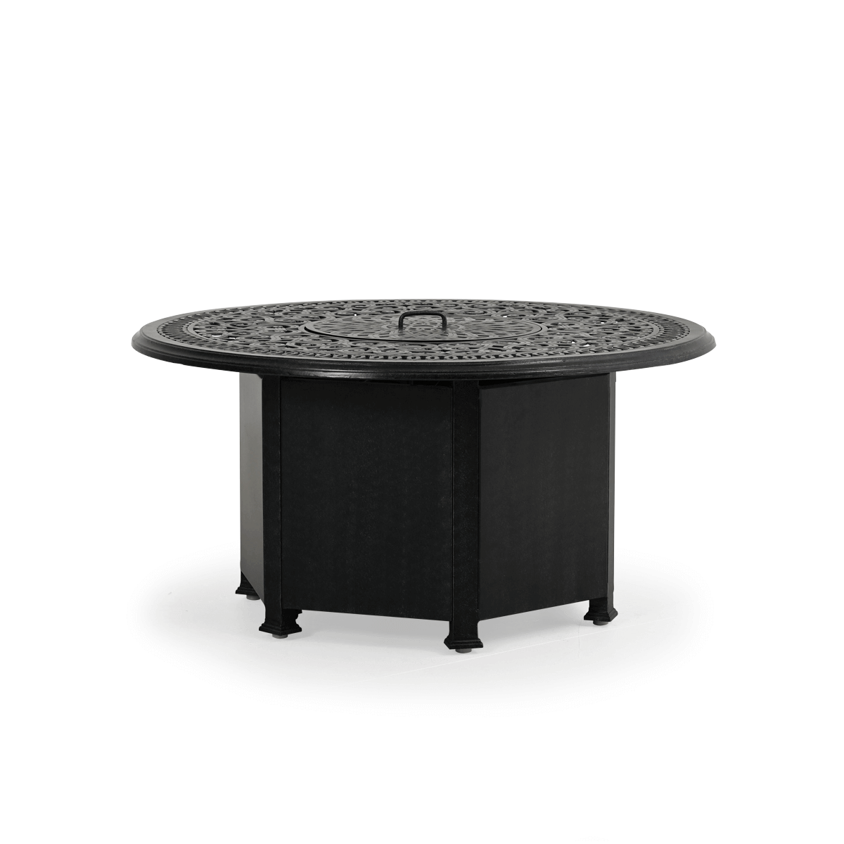  The Hampton Outdoor Aluminum 48" Round Fire Pit, Displayed with the lid on, on a white background.