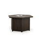 The Haven 42" Hexagon Aluminum Fire Pit with the black walnut finish, Displayed with the lid off, on a white background.