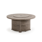 The Haven 48" Round Aluminum Fire Pit, displayed with the cover on, in a Grey Birch finish, on a white background.