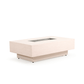 The Stunning Hilo Outdoor 36" x 58" Rectangular Faux Wood Fire Pit, displayed with the lid off, on a white background.