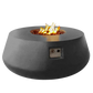 The Indiana Modern Fire Pit 03 in the Graphite color option, displayed on a white background, with a warm roaring flame.