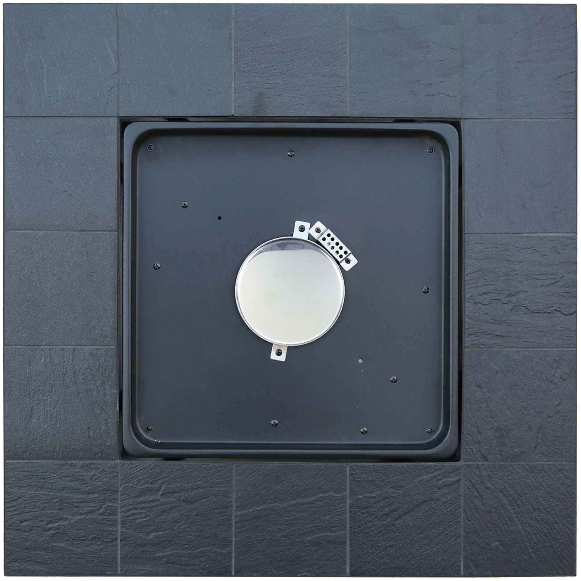 The LP Gas Outdoor Fire Table W/ Stamped Tile Design, displayed in a top down view, on a white background.