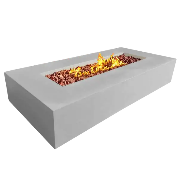 The Elegant Manhattan Concrete Rectangular Fire Pit 03, displayed in the Noir color option on a white background.