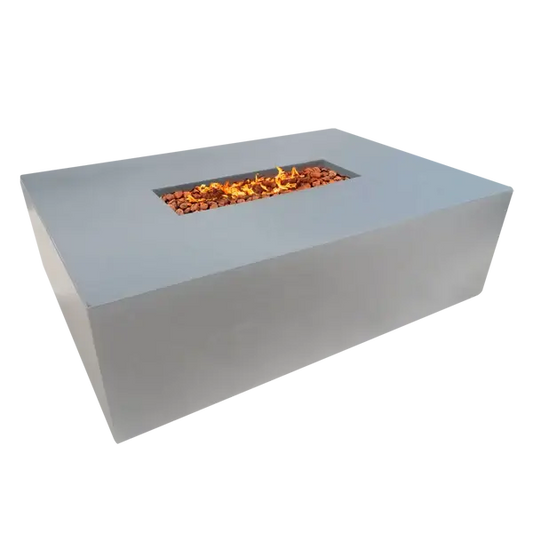 The Stunning Manhattan Concrete Rectangular Fire Pit 04, displayed in the Marble White color option on a white background.