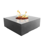 The elegant Praga Concrete Square Fire Pit, displayed in the Natural Concrete Color option on a white background.