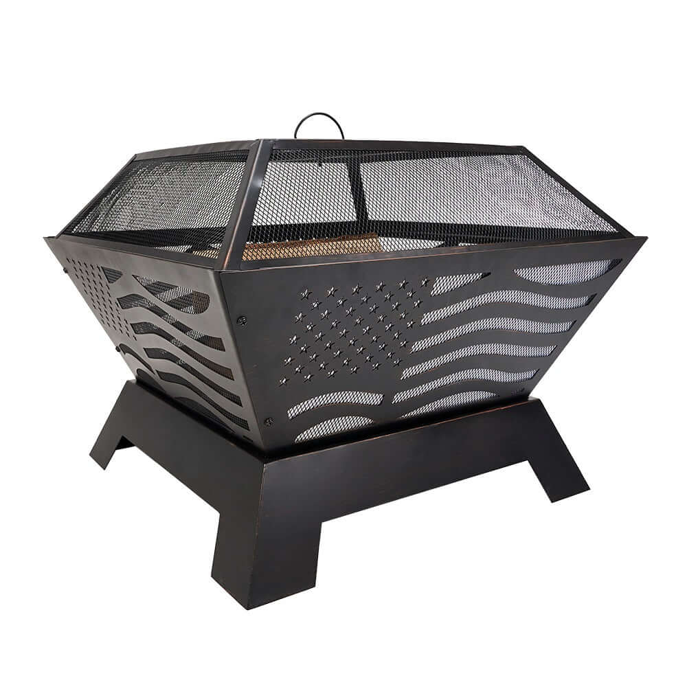  The Patriot Wood Burning Fire Pit Displaying its beautiful design, on a white background.