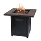 The Vanderbilt, LP Gas Outdoor Fire Pit with Ceramic Tile Mantel, Displayed on a white background with a warm flame.