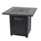 The Vanderbilt, LP Gas Outdoor Fire Pit with Ceramic Tile Mantel, Displayed on a white background with the lid on.