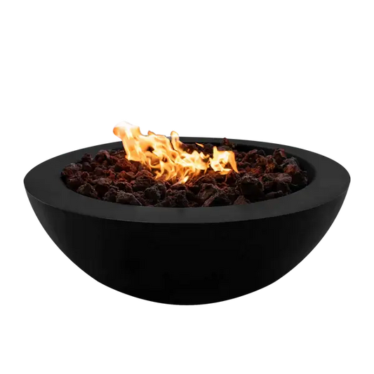 The Venecia Concrete Fire Bowl 02 Displayed in the Noir color option on a white background.