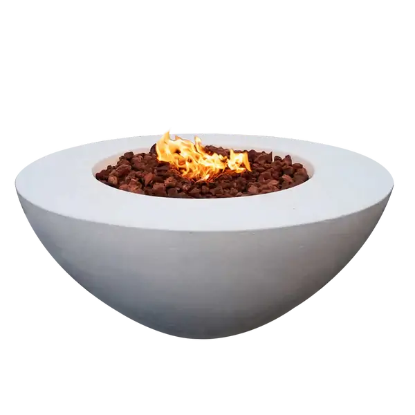 The Venecia Concrete Fire Bowl, Displayed in the Noir color option on a white background.