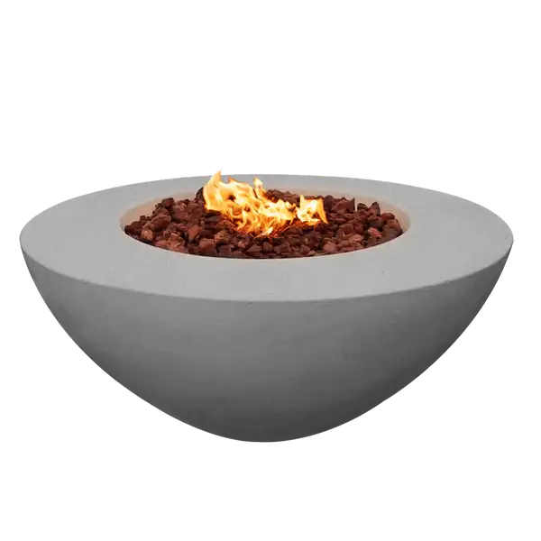 The Venecia Concrete Fire Bowl, Displayed in the Natural Concrete color option, on a white background.