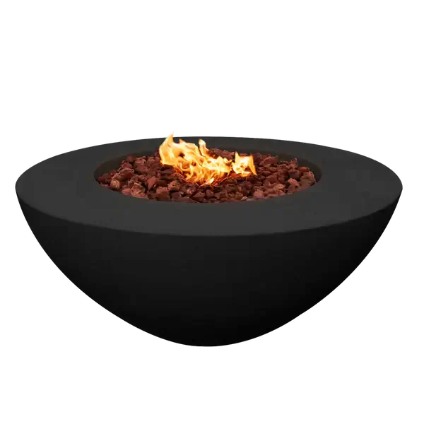 The Venecia Concrete Fire Bowl, Displayed in the Noir color option on a white background.