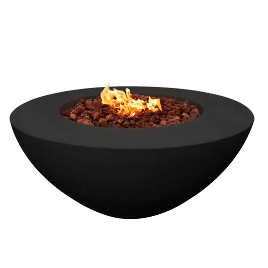 The Venecia Concrete Fire Bowl, Displayed in the Noir color option on a white background.