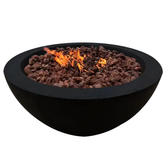 The Venecia Concrete Fire Bowl 04 Displayed in the Noir color option, on a white background.