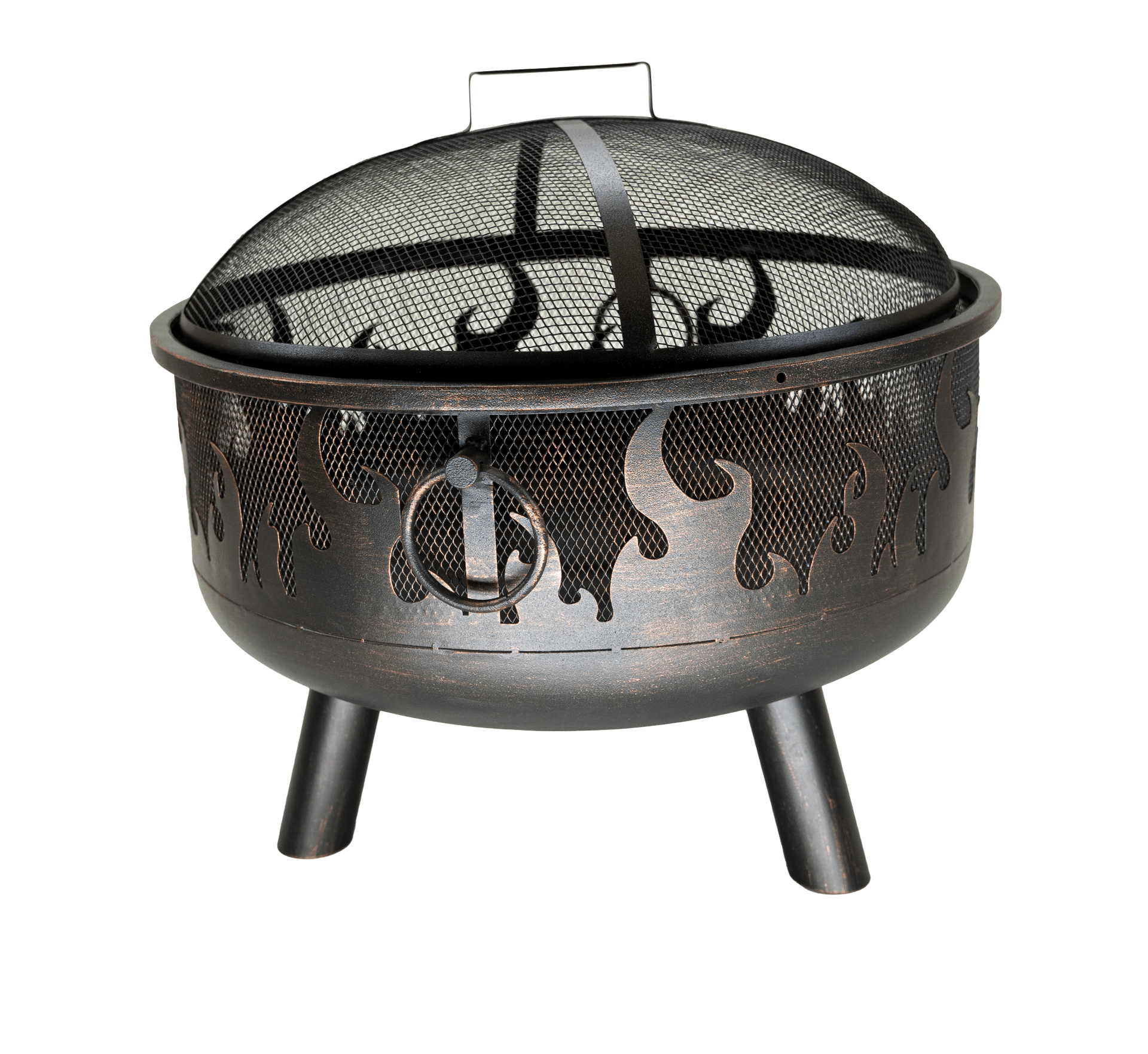 Black Wood burning fire pit with Flames